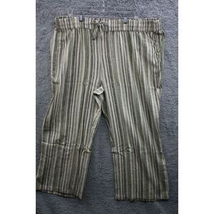 Denim & Co Pants‎ Womens Adult 2XP Green Linen Blend Full Length Pants Ladies